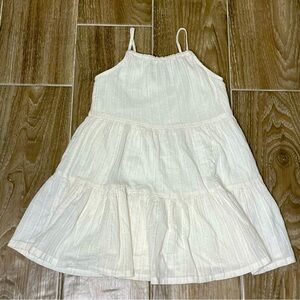 Old Navy Girls Sleeveless Tiered Swing Dress - Ivory & Silver Details - Size 5T